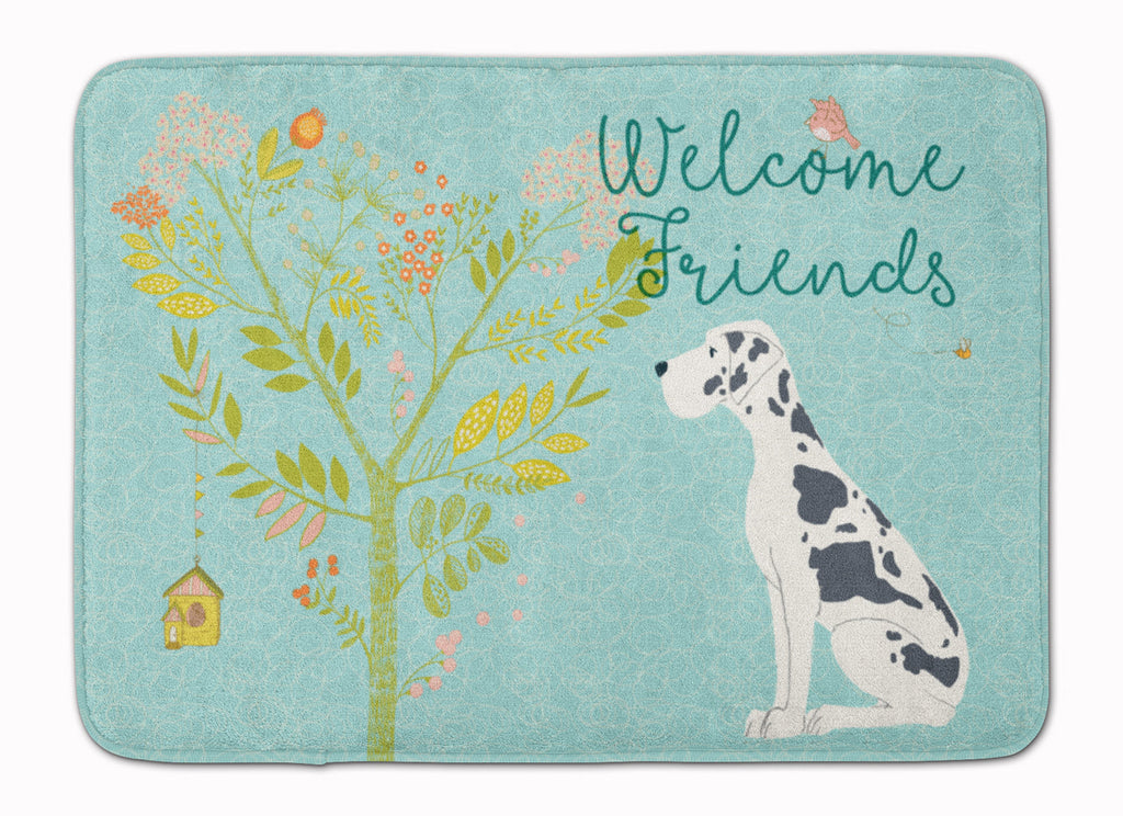 Welcome Friends Harlequin Great Dane Memory Foam Kitchen Mat Machine Washable Anti-Fatigue Cushion Comfort Bath or Kitchen Rug