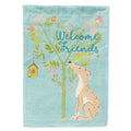 Welcome Friends Brindle Greyhound House Flag 28x40 Porch Sleeve Pole Decorative Outside Yard Banner Artwork Wall Hanging, Polyester