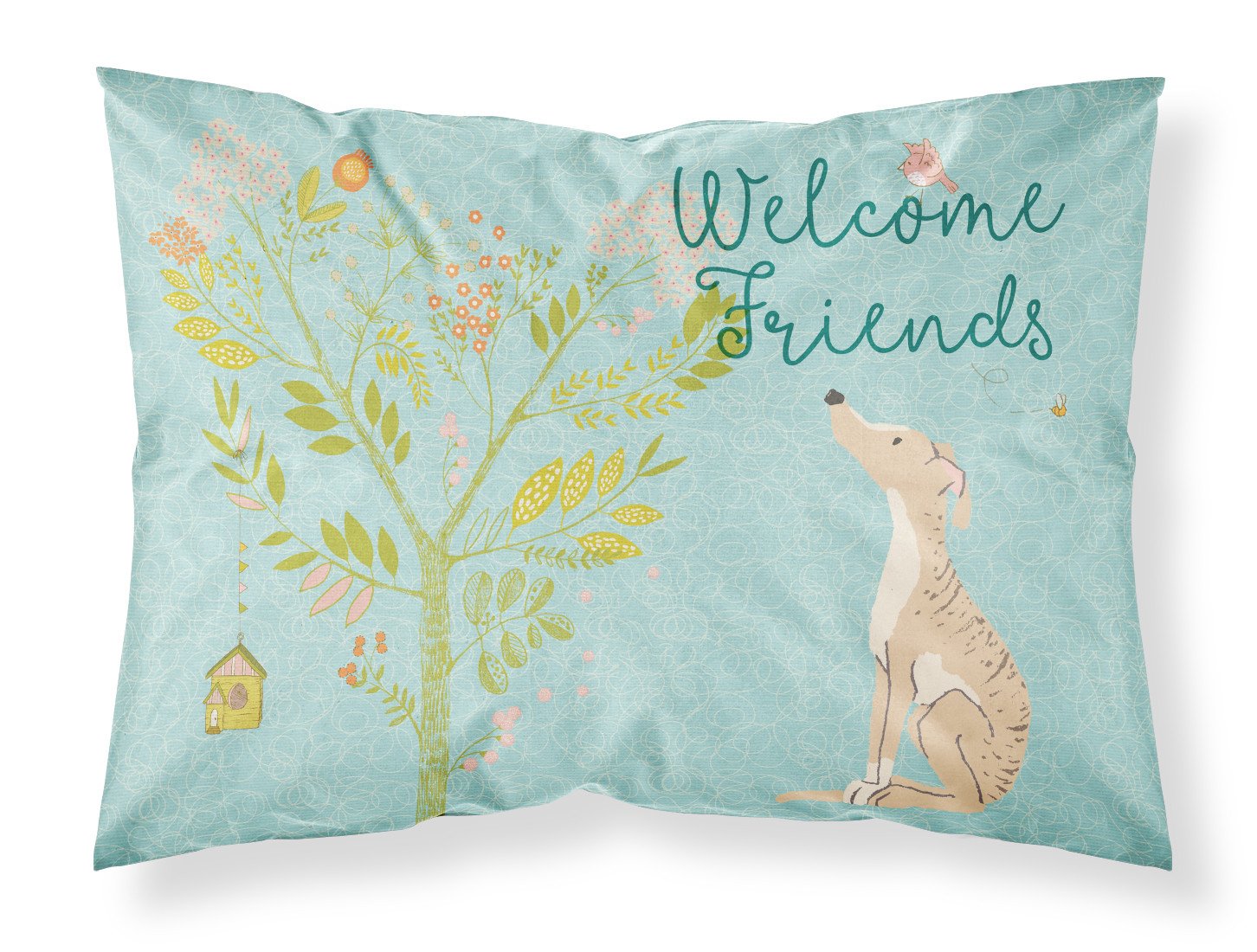 Welcome Friends Brindle Greyhound Standard Pillowcase Lightweight Super Soft Easy Care Decorative Artwork Pillowcase, Standard
