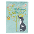 Welcome Friends Black White Greyhound House Flag 28x40 Porch Sleeve Pole Decorative Outside Yard Banner Artwork Wall Hanging, Polyester