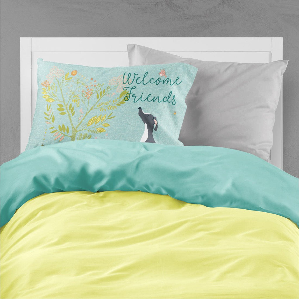 Welcome Friends Black White Greyhound Standard Pillowcase Lightweight Super Soft Easy Care Decorative Artwork Pillowcase, Standard