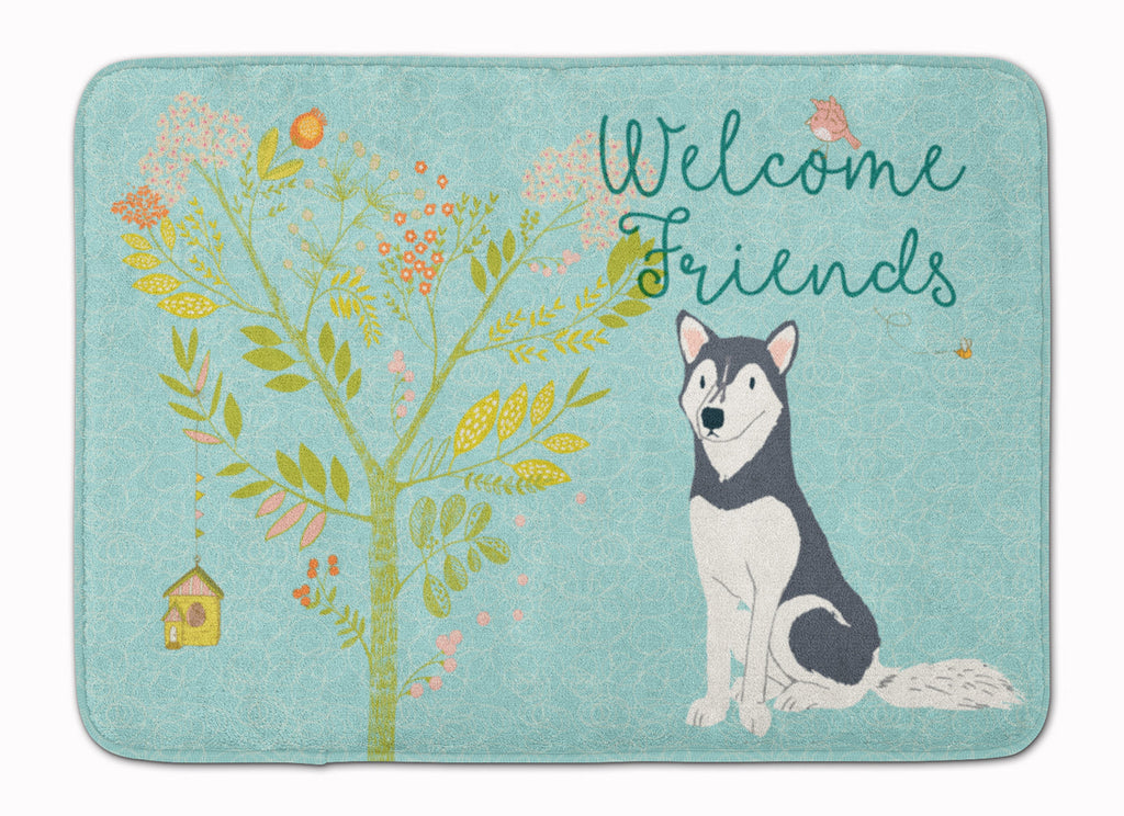 Welcome Friends Siberian Husky Memory Foam Kitchen Mat Machine Washable Anti-Fatigue Cushion Comfort Bath or Kitchen Rug