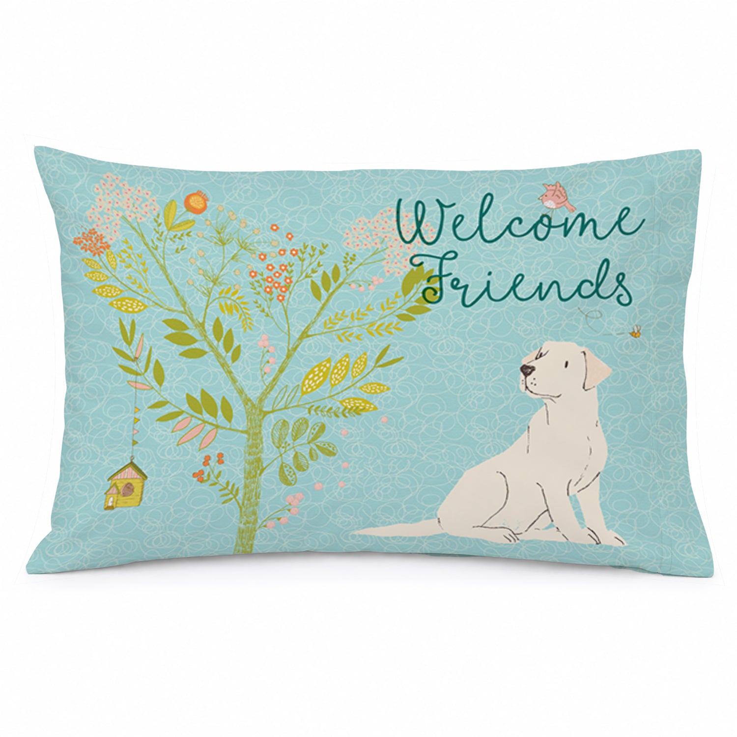 Welcome Friends Yellow Labrador Retriever Standard Pillowcase Lightweight Super Soft Easy Care Decorative Artwork Pillowcase, Standard