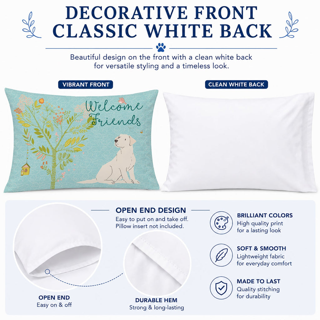 Welcome Friends Yellow Labrador Retriever Standard Pillowcase Lightweight Super Soft Easy Care Decorative Artwork Pillowcase, Standard