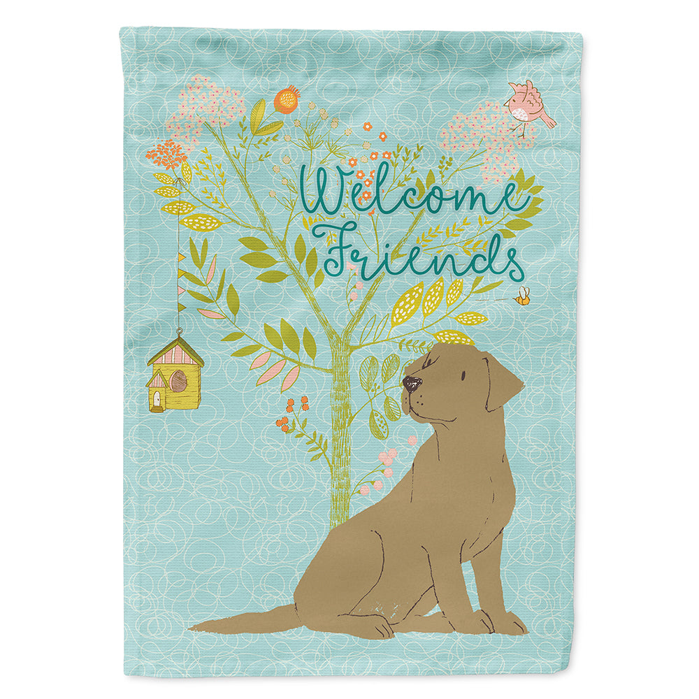 Welcome Friends Chocolate Labrador Retriever House Flag 28x40 Porch Sleeve Pole Decorative Outside Yard Banner Artwork Wall Hanging, Polyester
