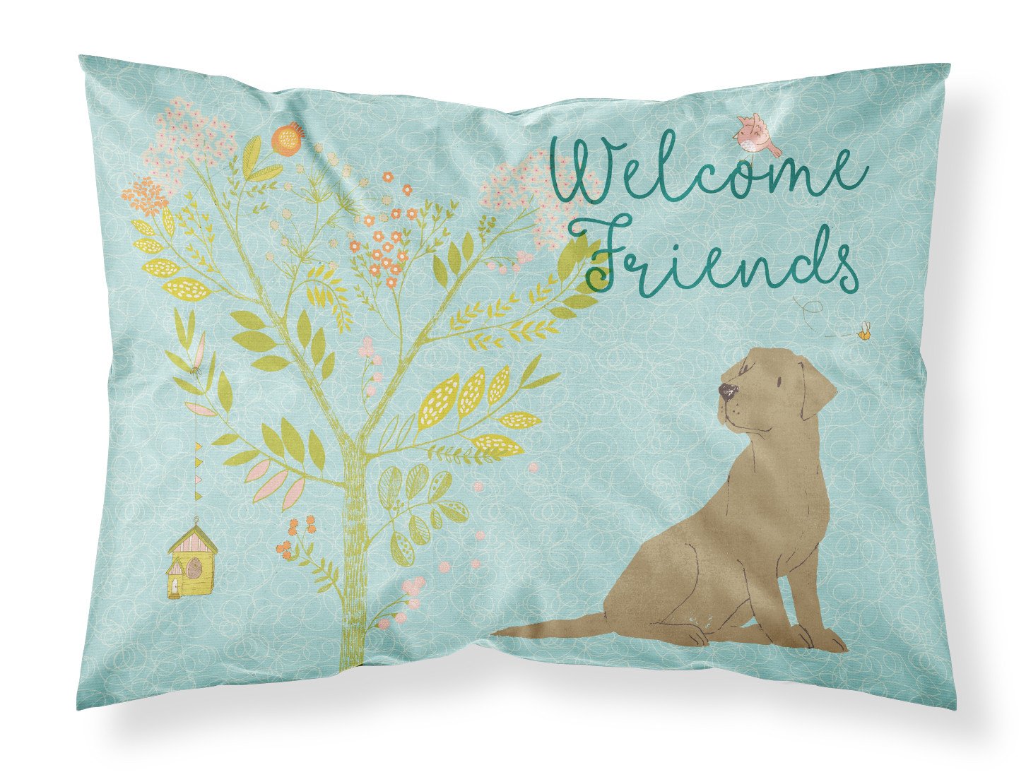 Welcome Friends Chocolate Labrador Retriever Standard Pillowcase Lightweight Super Soft Easy Care Decorative Artwork Pillowcase, Standard