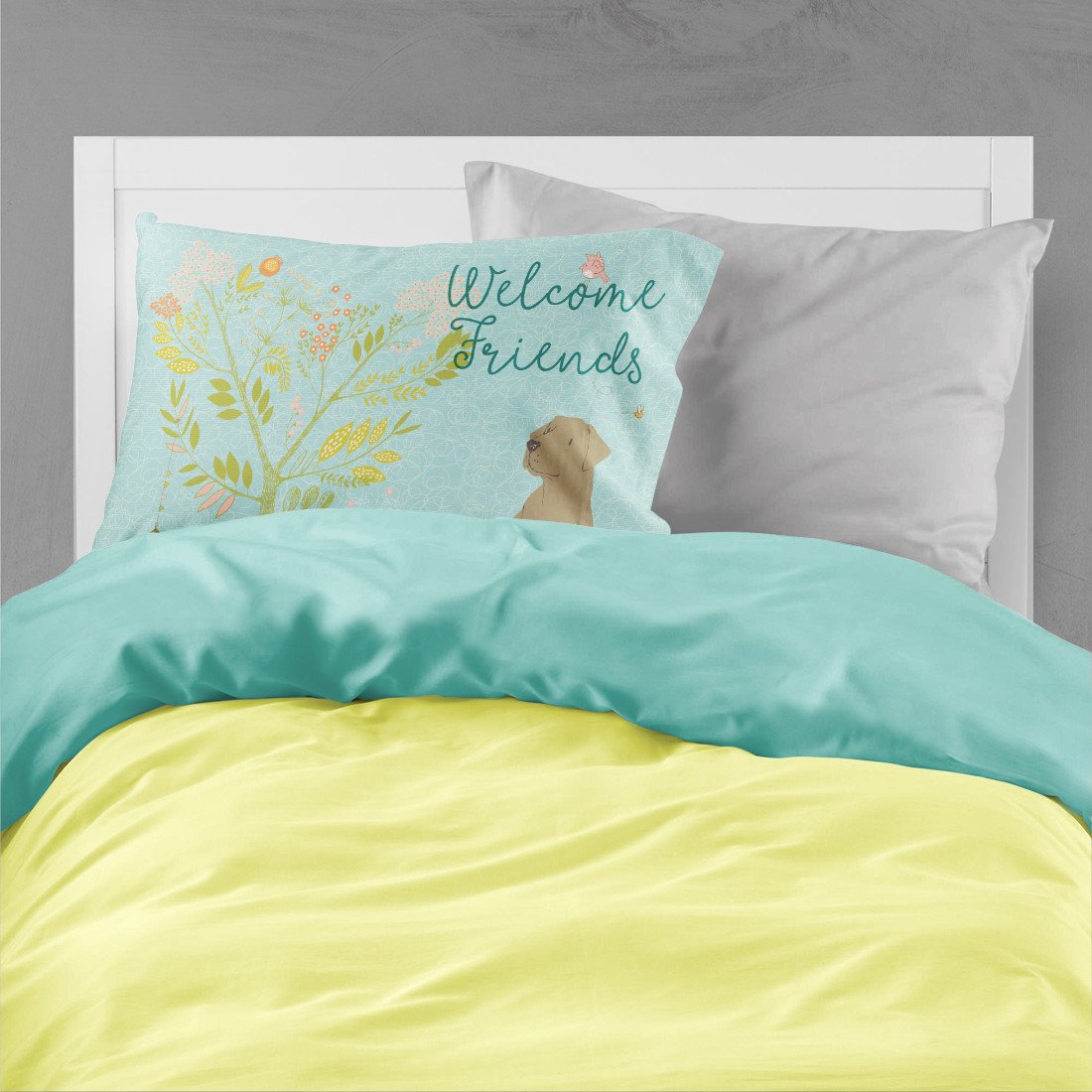 Welcome Friends Chocolate Labrador Retriever Standard Pillowcase Lightweight Super Soft Easy Care Decorative Artwork Pillowcase, Standard