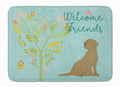 Welcome Friends Chocolate Labrador Retriever Memory Foam Kitchen Mat Machine Washable Anti-Fatigue Cushion Comfort Bath or Kitchen Rug