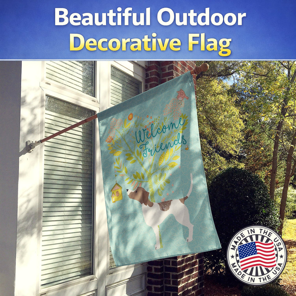 Welcome Friends Pointer House Flag 28x40 Porch Sleeve Pole Decorative Outside Yard Banner Artwork Wall Hanging, Polyester