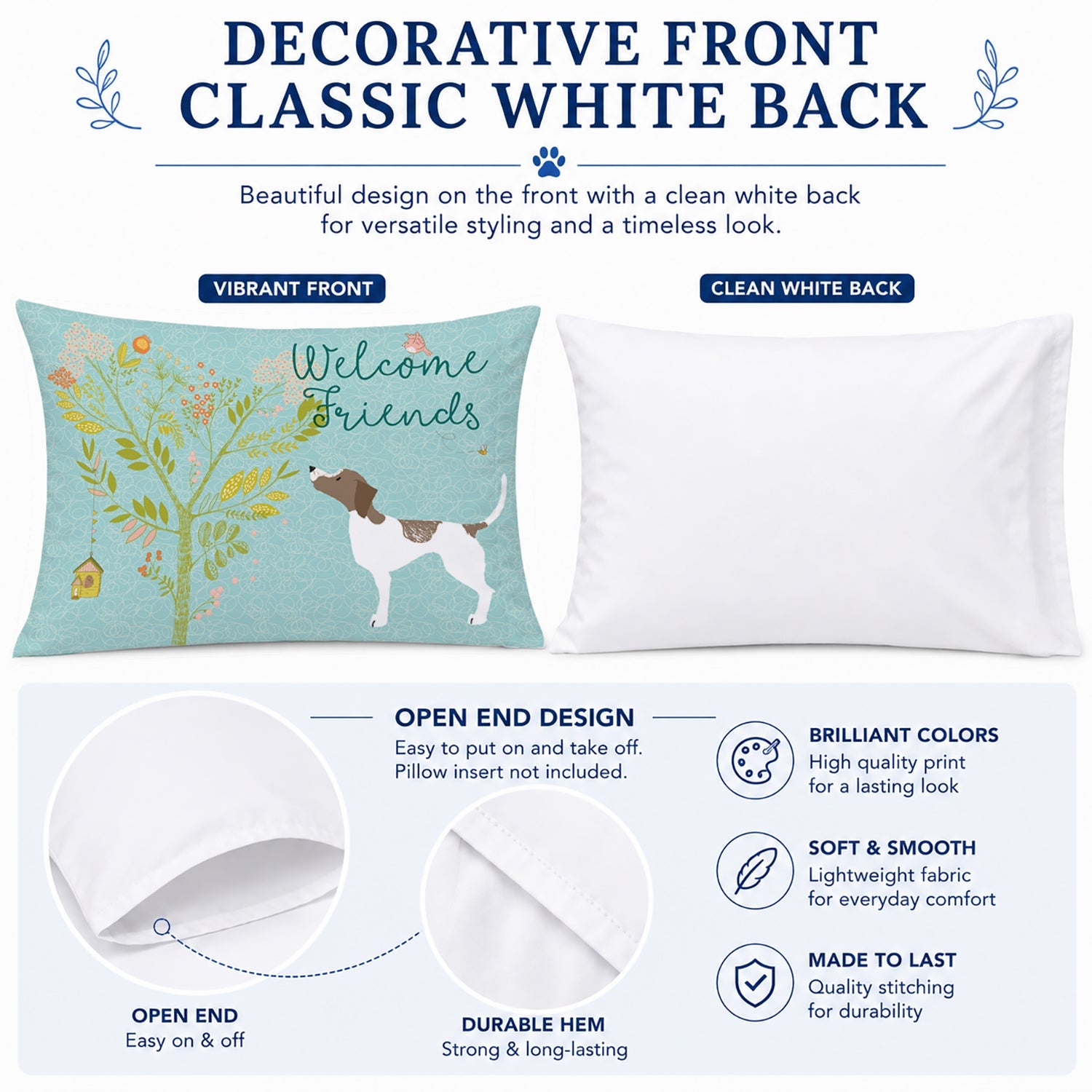 Welcome Friends Pointer Standard Pillowcase Lightweight Super Soft Easy Care Decorative Artwork Pillowcase, Standard