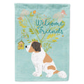 Welcome Friends Saint Bernard House Flag 28x40 Porch Sleeve Pole Decorative Outside Yard Banner Artwork Wall Hanging, Polyester