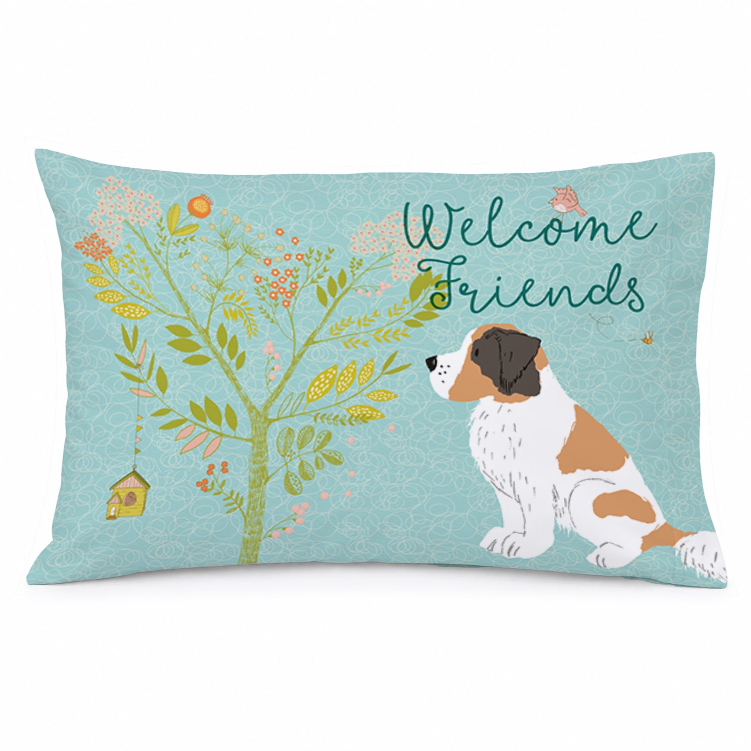 Welcome Friends Saint Bernard Standard Pillowcase Lightweight Super Soft Easy Care Decorative Artwork Pillowcase, Standard