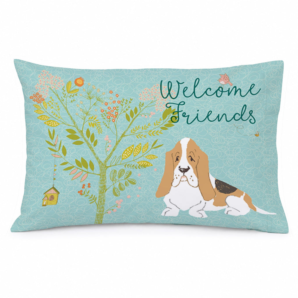 Welcome Friends Basset Hound Standard Pillowcase Lightweight Super Soft Easy Care Decorative Artwork Pillowcase, Standard