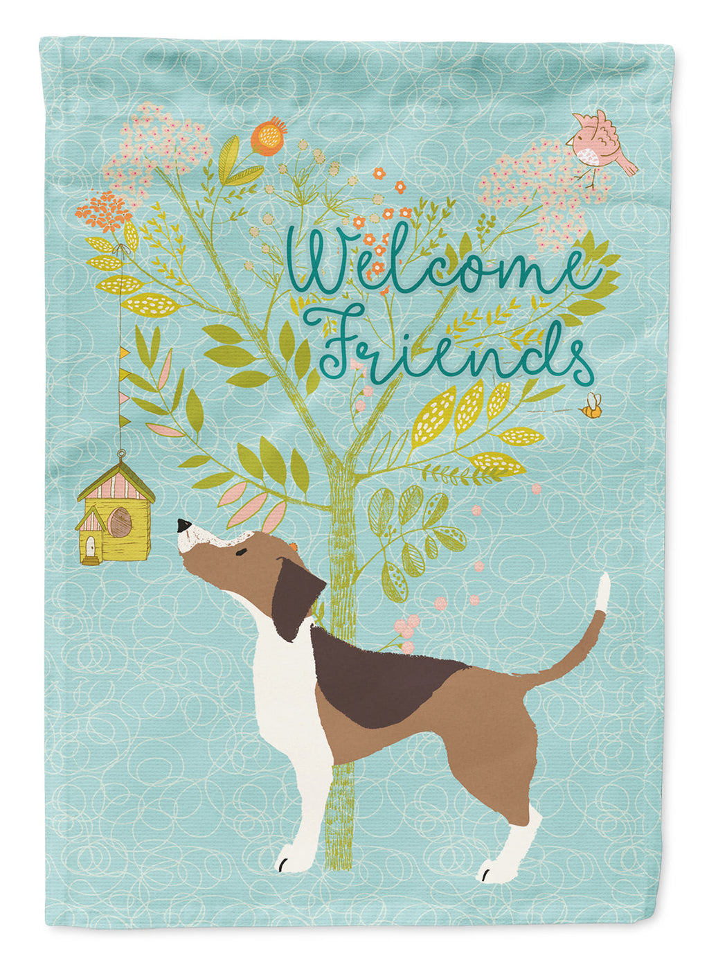 Welcome Friends Beagle House Flag 28x40 Porch Sleeve Pole Decorative Outside Yard Banner Artwork Wall Hanging, Polyester