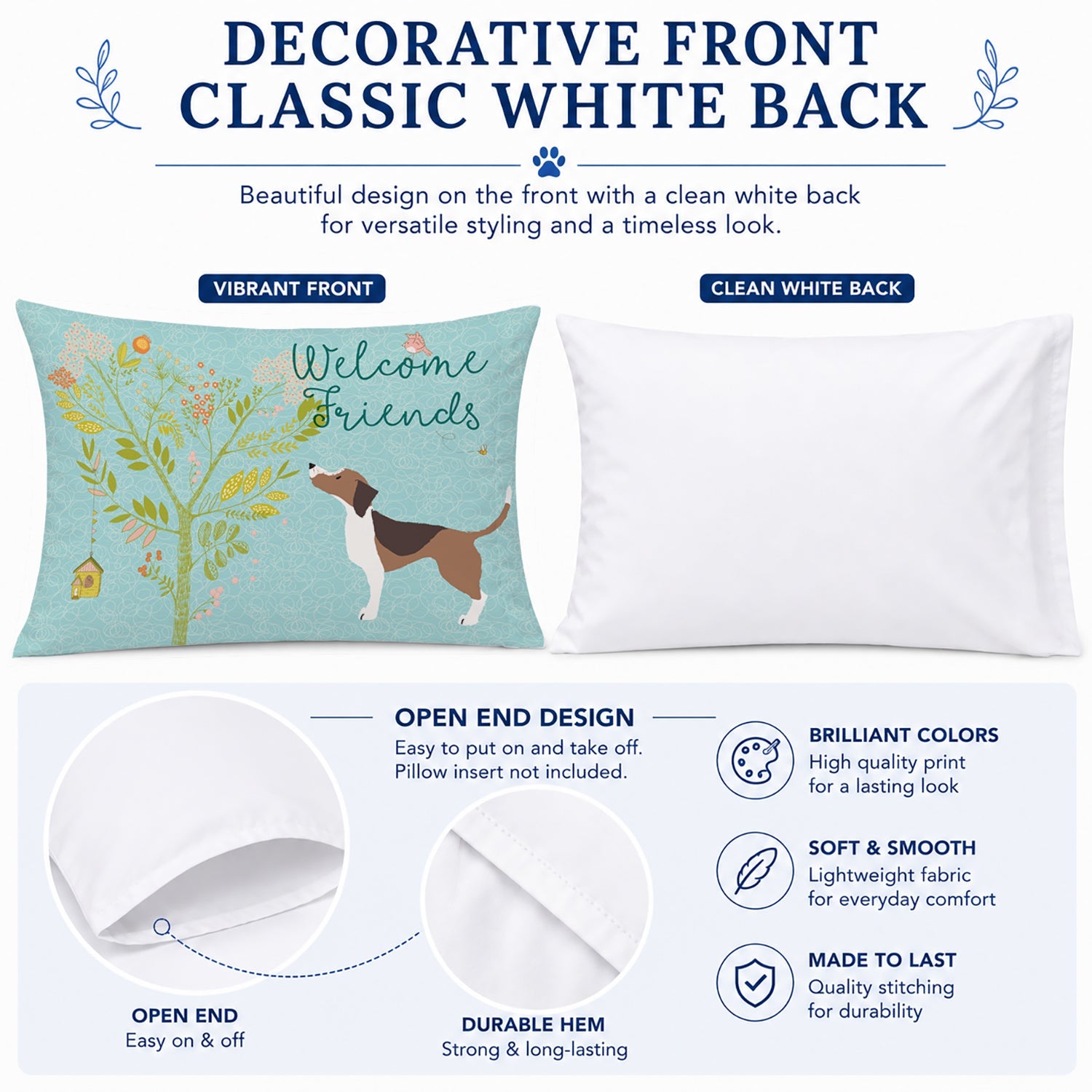Welcome Friends Beagle Standard Pillowcase Lightweight Super Soft Easy Care Decorative Artwork Pillowcase, Standard