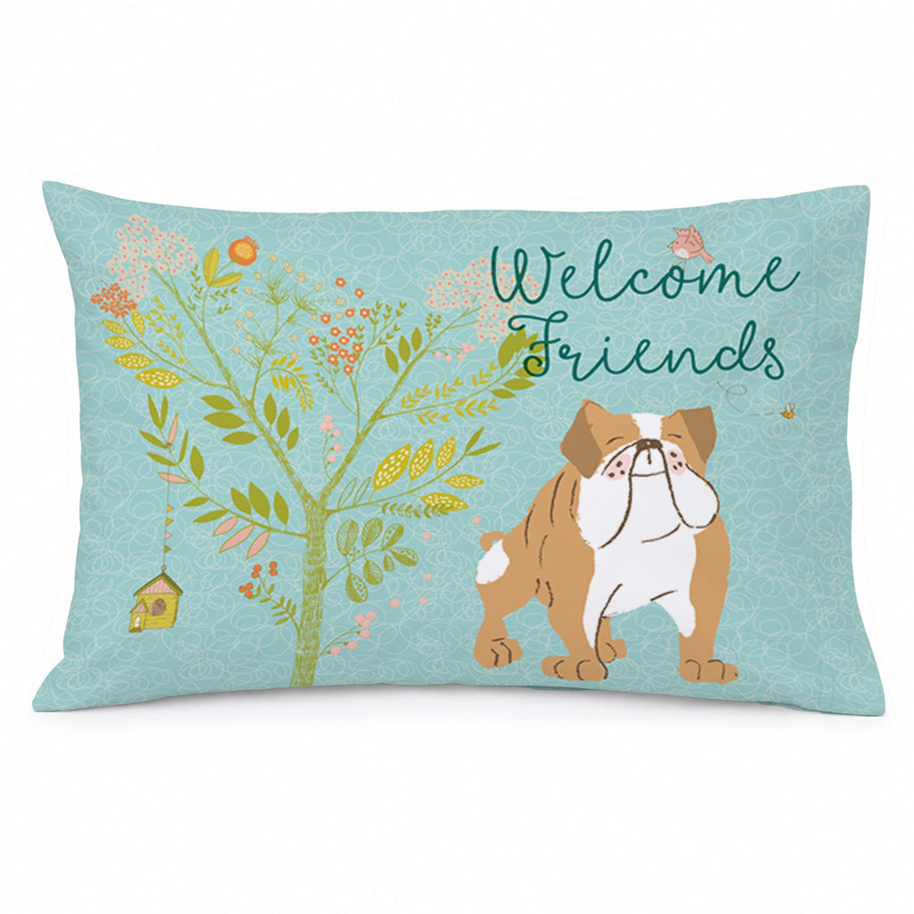 Welcome Friends English Bulldog Standard Pillowcase Lightweight Super Soft Easy Care Decorative Artwork Pillowcase, Standard