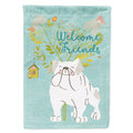 Welcome Friends English Bulldog White House Flag 28x40 Porch Sleeve Pole Decorative Outside Yard Banner Artwork Wall Hanging, Polyester