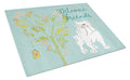 Welcome Friends English Bulldog White Cutting Board Tempered Glass Kitchen Cutting Surface, Heat Resistant Chopping, Non-Slip Feet, Food Prep & Serving