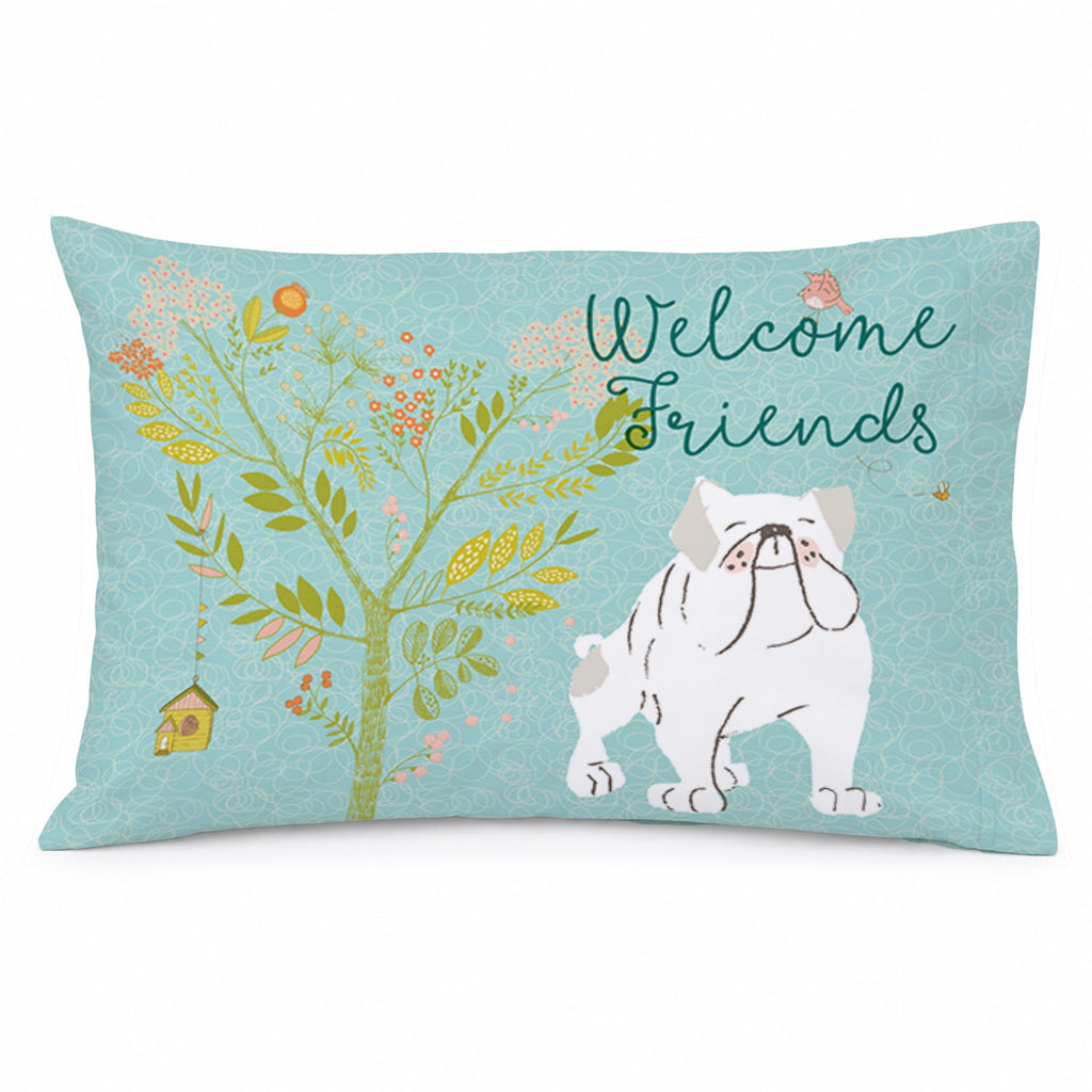 Welcome Friends English Bulldog White Standard Pillowcase Lightweight Super Soft Easy Care Decorative Artwork Pillowcase, Standard