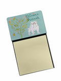 Welcome Friends English Bulldog White Watercolor Sticky Note Holder Refillable Dispenser Desk Accessory 3x3 Pad Gift
