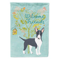 Welcome Friends Black Bull Terrier House Flag 28x40 Porch Sleeve Pole Decorative Outside Yard Banner Artwork Wall Hanging, Polyester