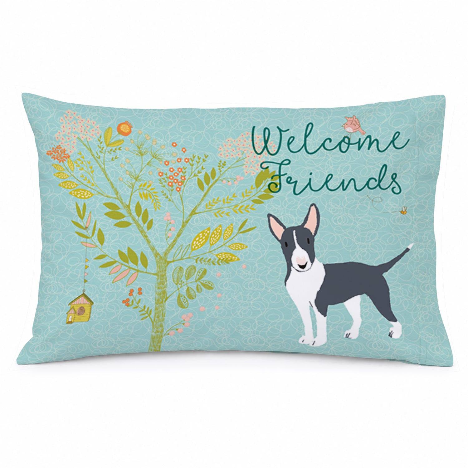 Welcome Friends Black Bull Terrier Standard Pillowcase Lightweight Super Soft Easy Care Decorative Artwork Pillowcase, Standard