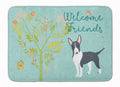 Welcome Friends Black Bull Terrier Memory Foam Kitchen Mat Machine Washable Anti-Fatigue Cushion Comfort Bath or Kitchen Rug