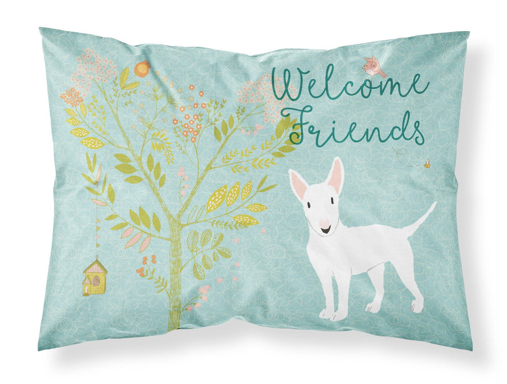 Welcome Friends White Bull Terrier Standard Pillowcase Lightweight Super Soft Easy Care Decorative Artwork Pillowcase, Standard