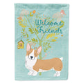 Welcome Friends Pembroke Welsh Corgi Red House Flag 28x40 Porch Sleeve Pole Decorative Outside Yard Banner Artwork Wall Hanging, Polyester