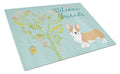 Welcome Friends Pembroke Welsh Corgi Red Cutting Board Tempered Glass Kitchen Cutting Surface, Heat Resistant Chopping, Non-Slip Feet, Food Prep & Serving