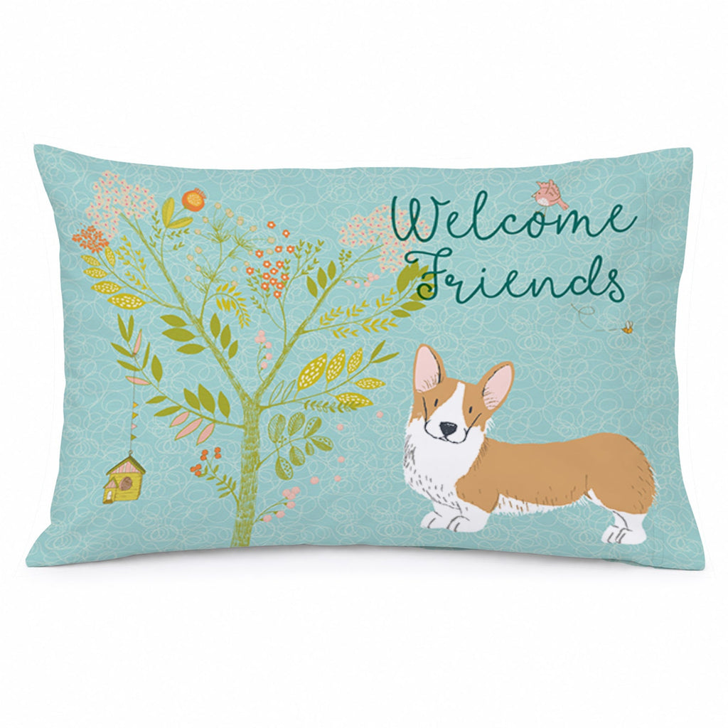 Welcome Friends Pembroke Welsh Corgi Red Standard Pillowcase Lightweight Super Soft Easy Care Decorative Artwork Pillowcase, Standard