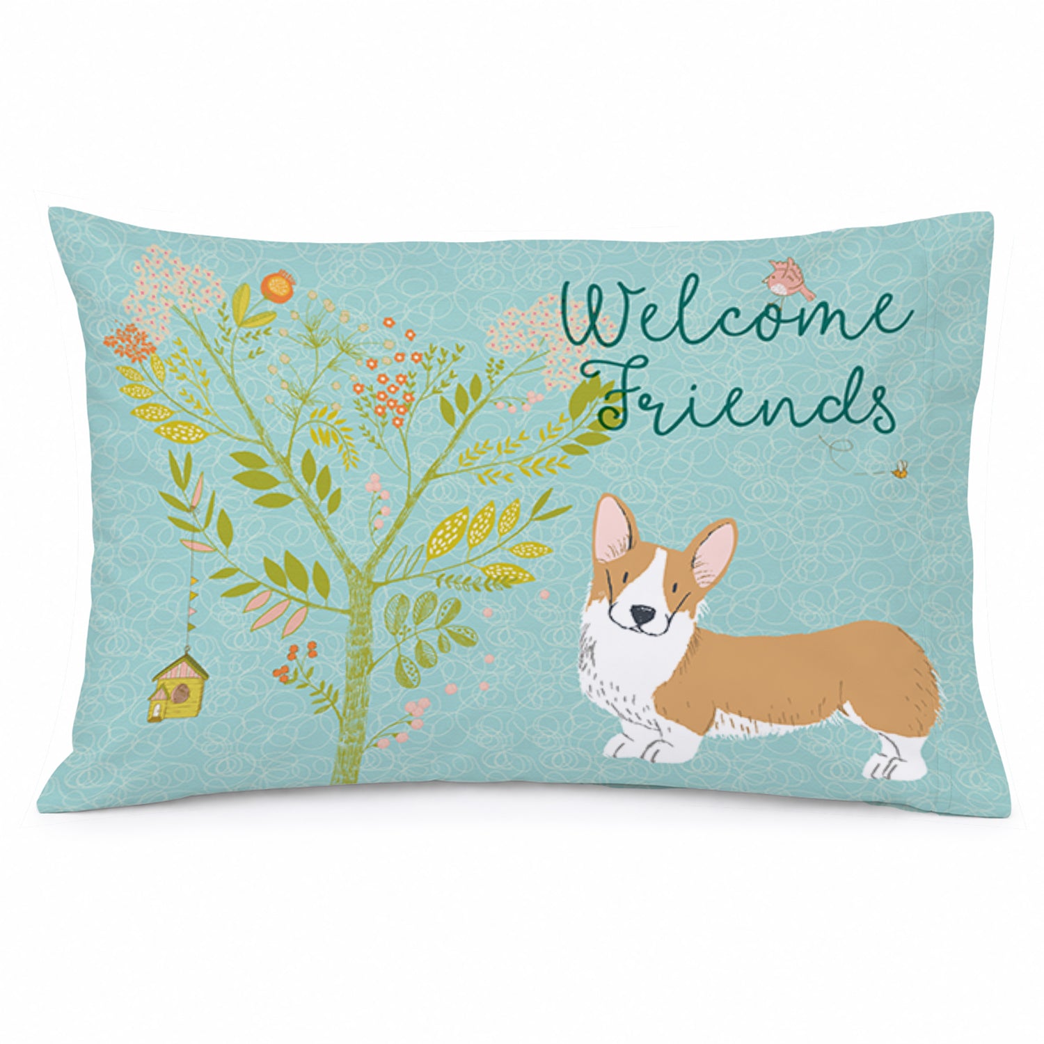 Welcome Friends Pembroke Welsh Corgi Red Standard Pillowcase Lightweight Super Soft Easy Care Decorative Artwork Pillowcase, Standard