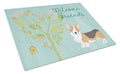 Welcome Friends Pembroke Welsh Corgi Tricolor Cutting Board Tempered Glass Kitchen Cutting Surface, Heat Resistant Chopping, Non-Slip Feet, Food Prep & Serving
