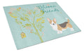 Welcome Friends Cardigan Welsh Corgi Tricolor Cutting Board Tempered Glass Kitchen Cutting Surface, Heat Resistant Chopping, Non-Slip Feet, Food Prep & Serving