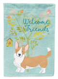 Welcome Friends Cardigan Welsh Corgi Red House Flag 28x40 Porch Sleeve Pole Decorative Outside Yard Banner Artwork Wall Hanging, Polyester