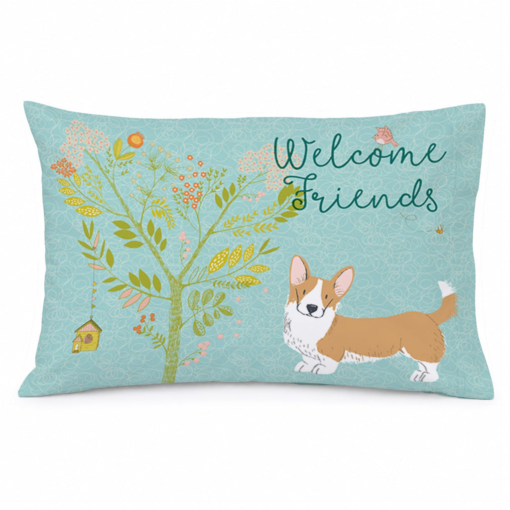 Welcome Friends Cardigan Welsh Corgi Red Standard Pillowcase Lightweight Super Soft Easy Care Decorative Artwork Pillowcase, Standard