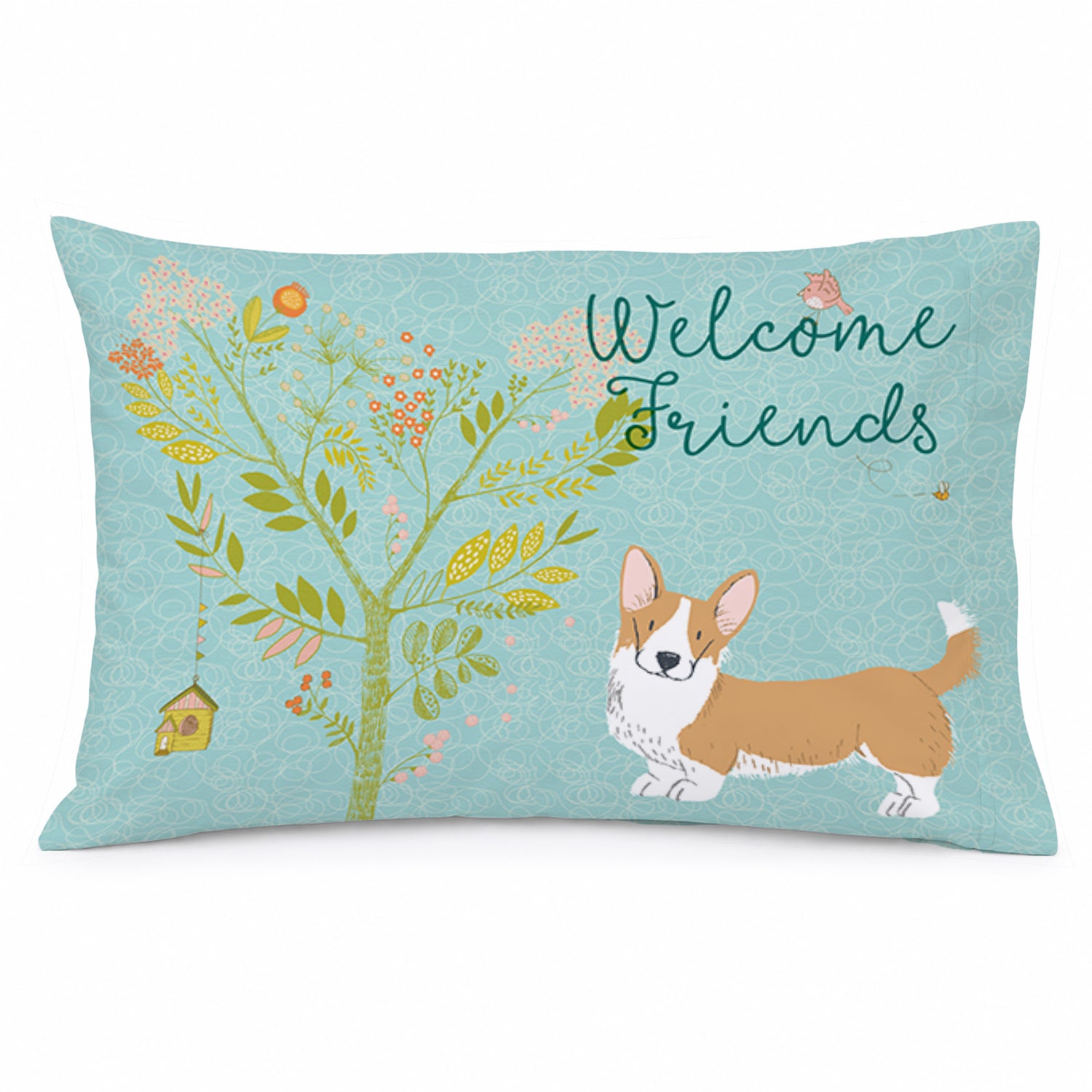 Welcome Friends Cardigan Welsh Corgi Red Standard Pillowcase Lightweight Super Soft Easy Care Decorative Artwork Pillowcase, Standard