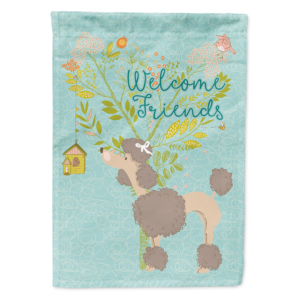 Welcome Friends Chocolate Poodle House Flag 28x40 Porch Sleeve Pole Decorative Outside Yard Banner Artwork Wall Hanging, Polyester