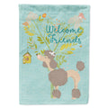 Welcome Friends Chocolate Poodle House Flag 28x40 Porch Sleeve Pole Decorative Outside Yard Banner Artwork Wall Hanging, Polyester