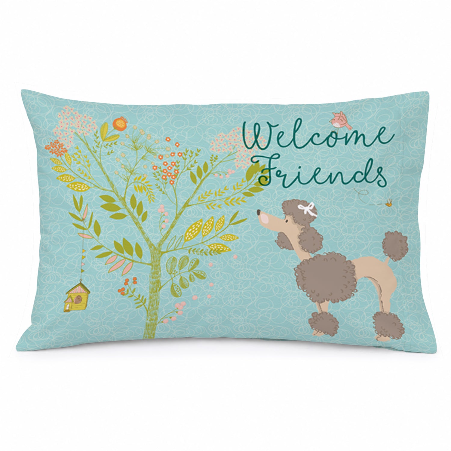 Welcome Friends Chocolate Poodle Standard Pillowcase Lightweight Super Soft Easy Care Decorative Artwork Pillowcase, Standard