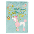 Welcome Friends Pink Poodle House Flag 28x40 Porch Sleeve Pole Decorative Outside Yard Banner Artwork Wall Hanging, Polyester