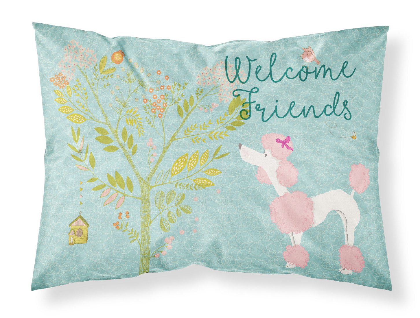 Welcome Friends Pink Poodle Standard Pillowcase Lightweight Super Soft Easy Care Decorative Artwork Pillowcase, Standard