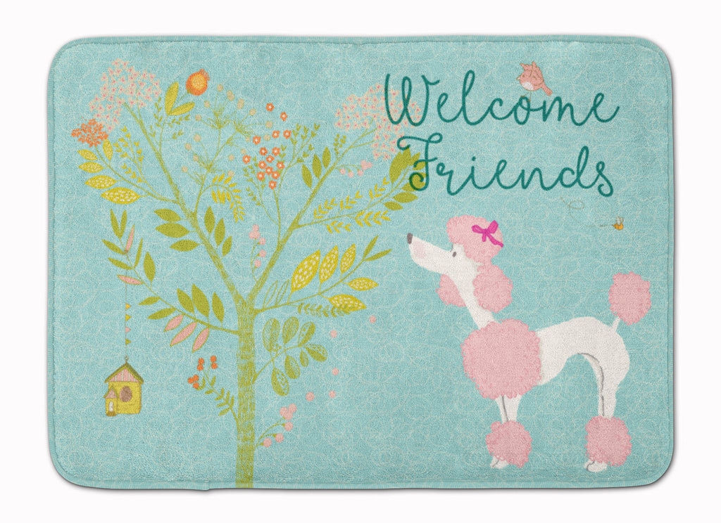 Welcome Friends Pink Poodle Memory Foam Kitchen Mat Machine Washable Anti-Fatigue Cushion Comfort Bath or Kitchen Rug