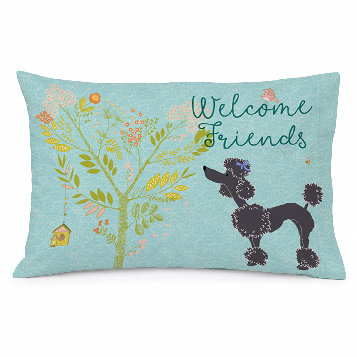 Welcome Friends Black Poodle Standard Pillowcase Lightweight Super Soft Easy Care Decorative Artwork Pillowcase, Standard