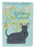 Welcome Friends Scottish Terrier House Flag 28x40 Porch Sleeve Pole Decorative Outside Yard Banner Artwork Wall Hanging, Polyester