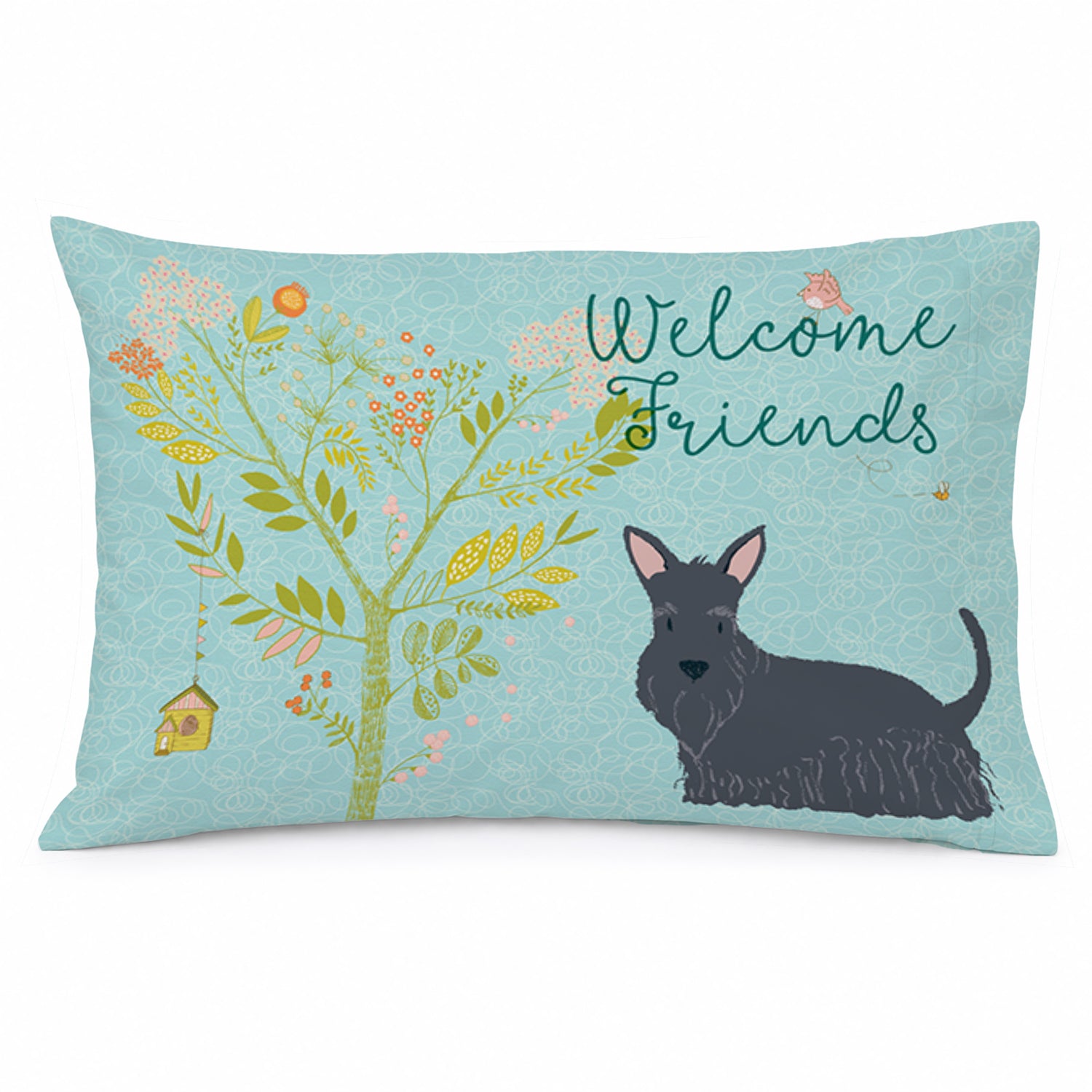 Welcome Friends Scottish Terrier Standard Pillowcase Lightweight Super Soft Easy Care Decorative Artwork Pillowcase, Standard