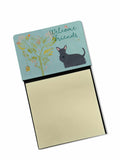 Welcome Friends Scottish Terrier Watercolor Sticky Note Holder Refillable Dispenser Desk Accessory 3x3 Pad Gift