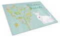 Welcome Friends White Scottish Terrier Cutting Board Tempered Glass Kitchen Cutting Surface, Heat Resistant Chopping, Non-Slip Feet, Food Prep & Serving