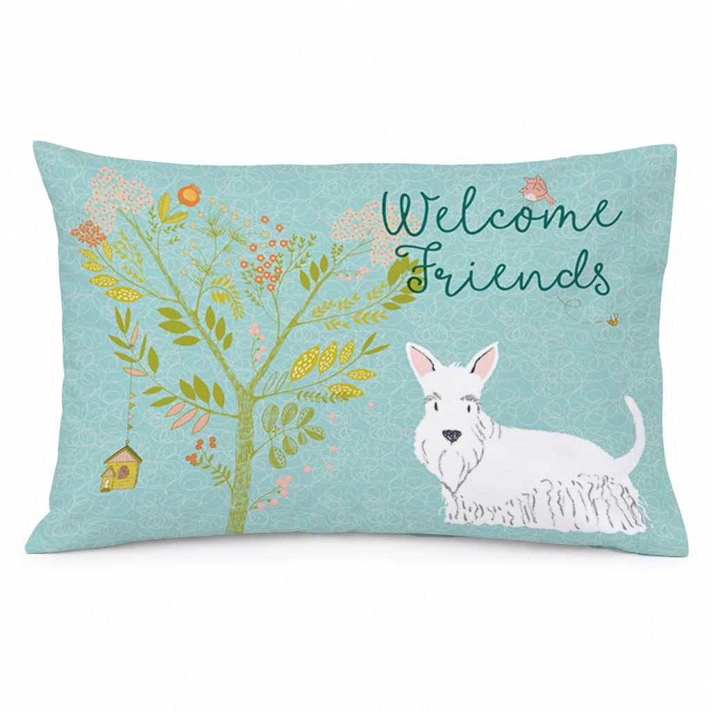 Welcome Friends White Scottish Terrier Standard Pillowcase Lightweight Super Soft Easy Care Decorative Artwork Pillowcase, Standard
