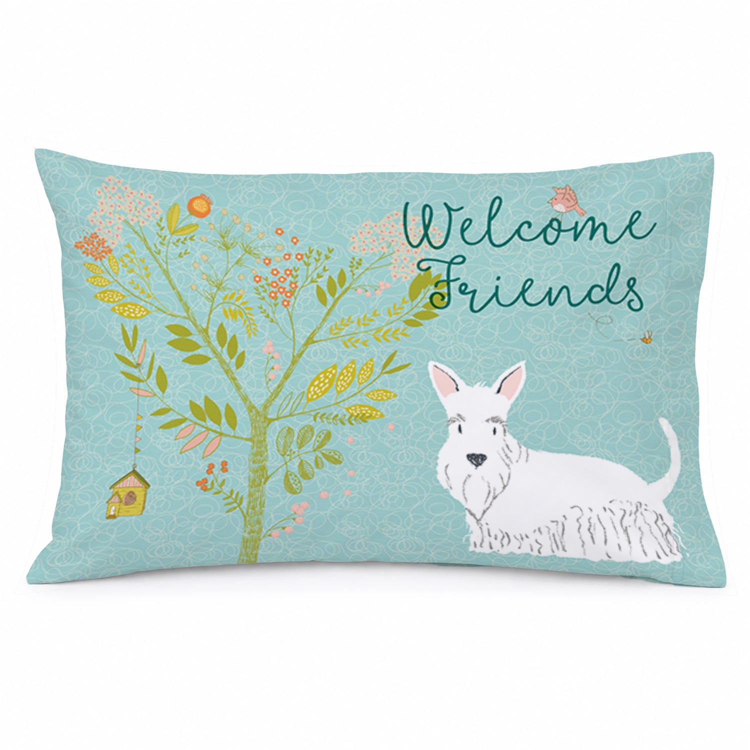 Welcome Friends White Scottish Terrier Standard Pillowcase Lightweight Super Soft Easy Care Decorative Artwork Pillowcase, Standard